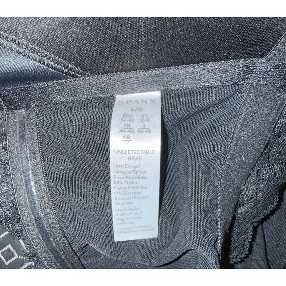 SPANX Undie-tectable Bandeau Lace Black Bra LG Wirefree Lightly lined - Picture 6 of 7
